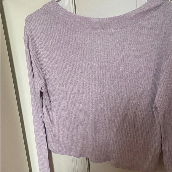Garage Lilac Button-Down Ribbed Top - Picture 3 of 3